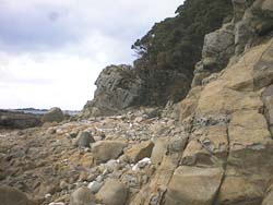 大きな岩がゴロゴロの海岸
